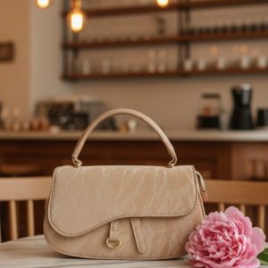 Elegant Beige PU Leather Handbag for Women