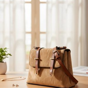 Classic Tan Leather Crossbody Bag for Women